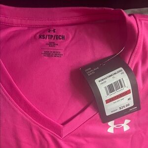Under Armour Bright Pink V-Neck Tee